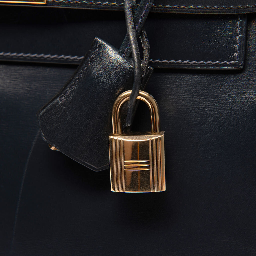 Hermes Navy Boxcalf V Circle Kelly 28