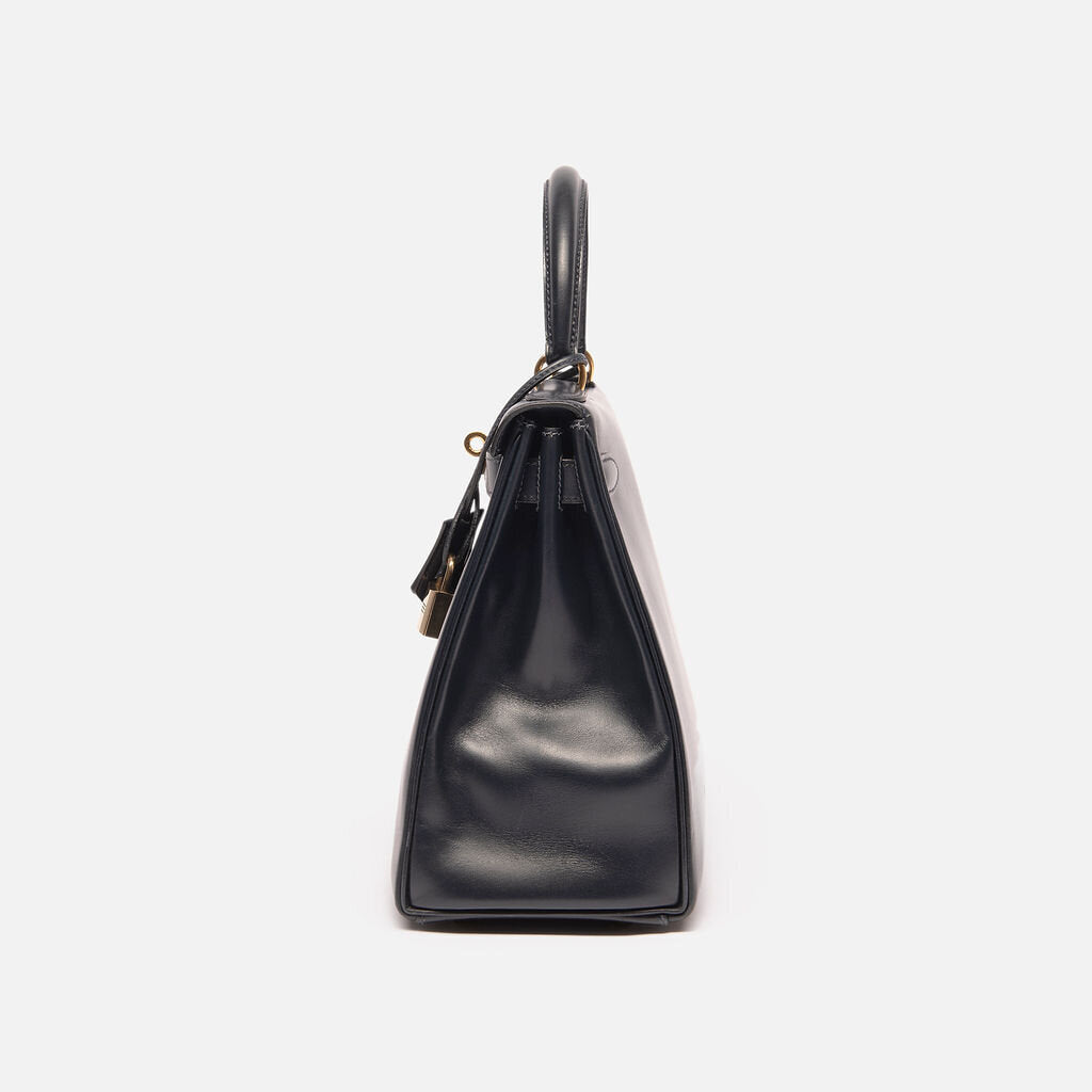 Hermes Navy Boxcalf V Circle Kelly 28