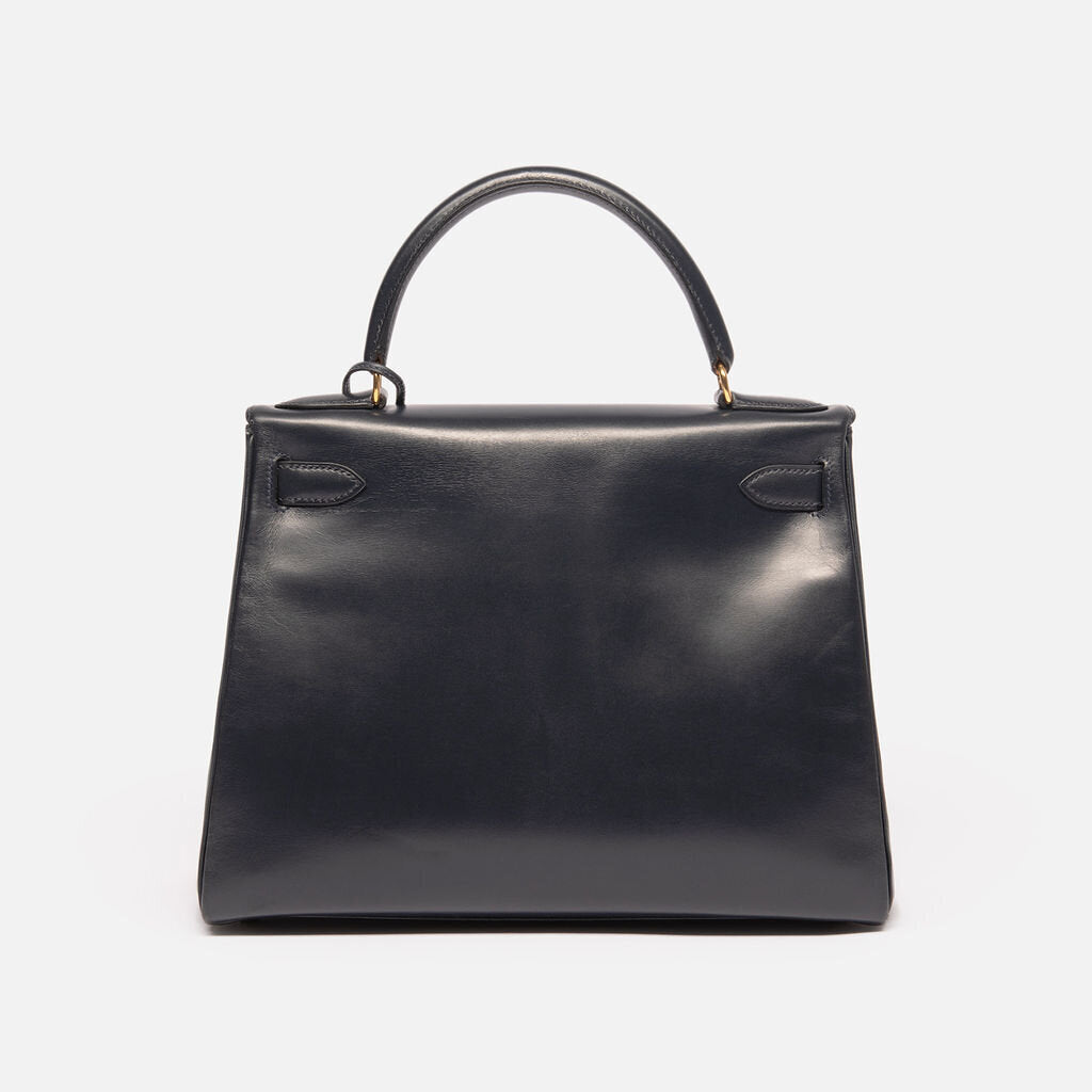 Hermes Navy Boxcalf V Circle Kelly 28