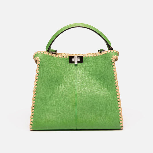 Fendi Medium Green Peekaboo with Raffia Stitching
