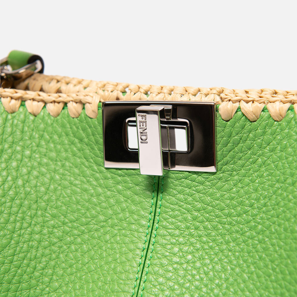 Fendi Medium Green Peekaboo with Raffia Stitching