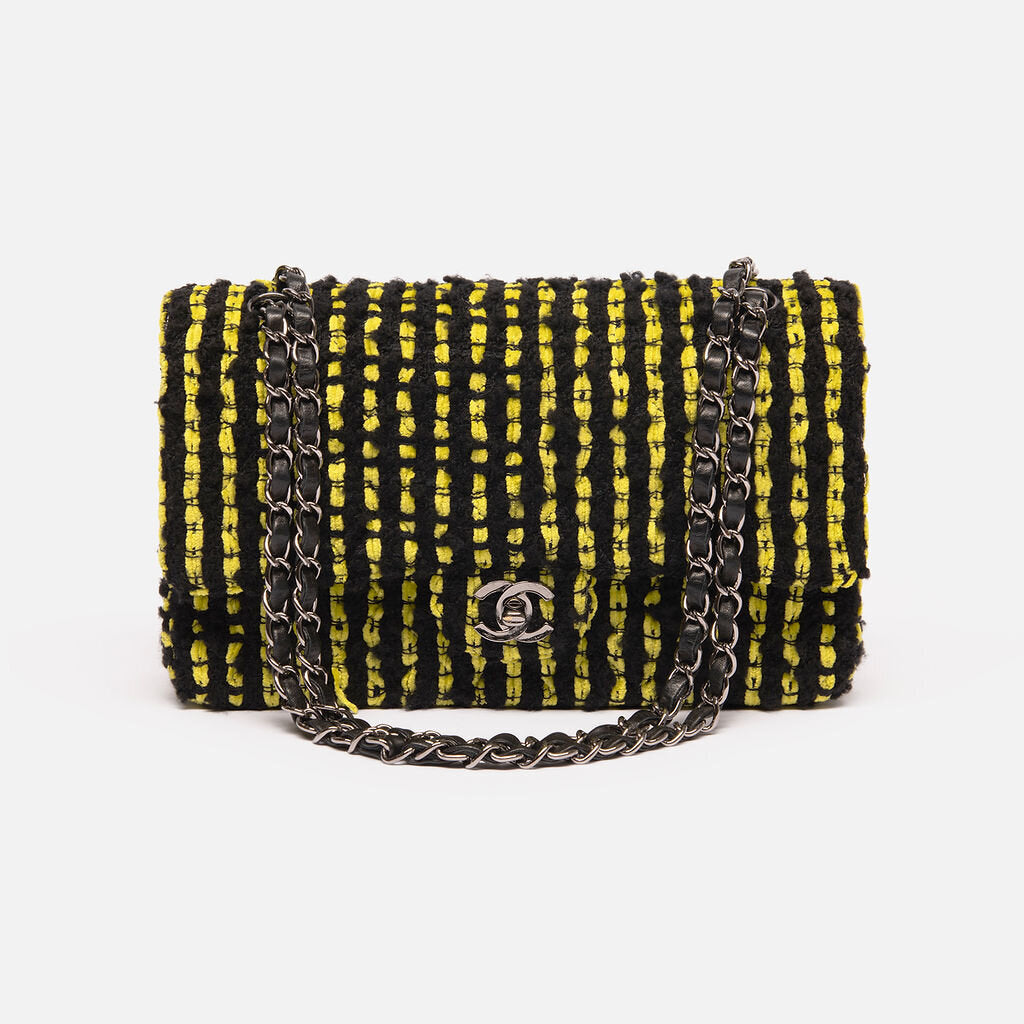 Chanel Tweed Yellow Black Flap