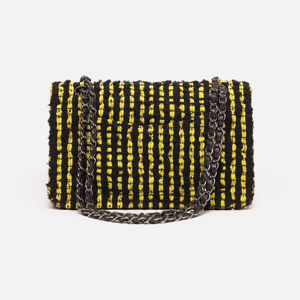 Chanel Tweed Yellow Black Flap