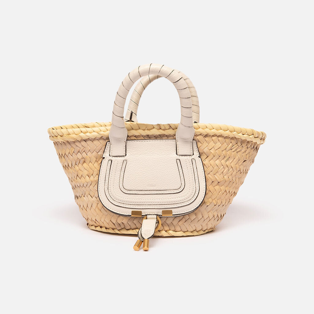 Chloe Raffia & Leather Marcie Basket Bag