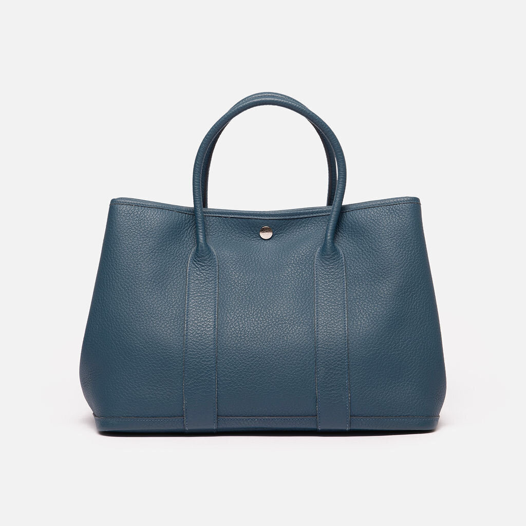 Hermes Blue Leather Garden Party Tote