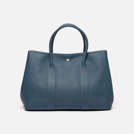 Hermes Blue Leather Garden Party Tote