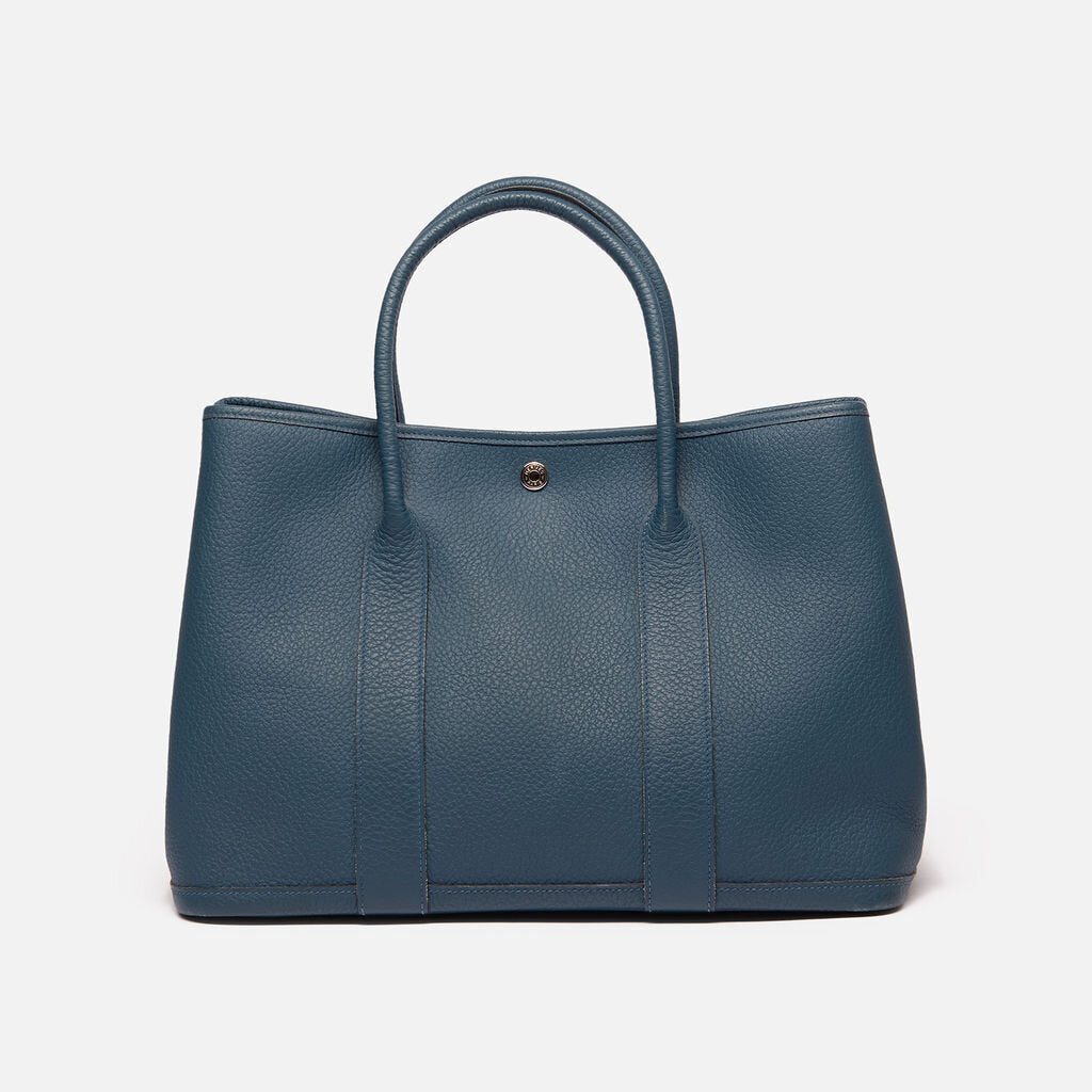 Hermes Blue Leather Garden Party Tote