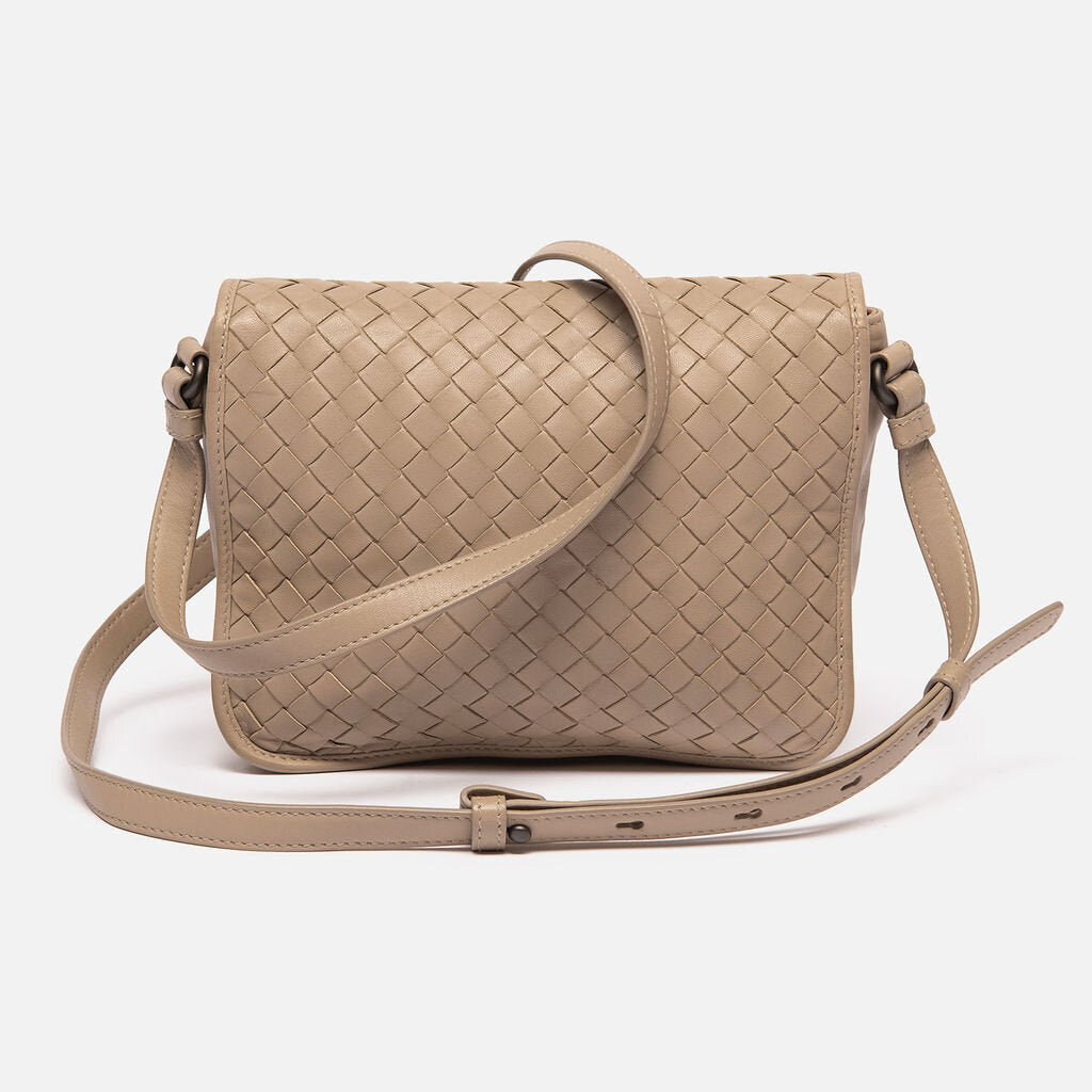Bottega Veneta Light Gray Square Flap Crossbody
