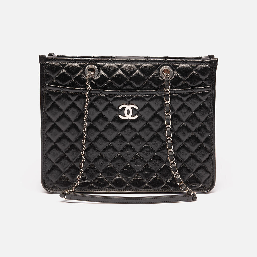 Chanel Shiny Calfskin Black Tote