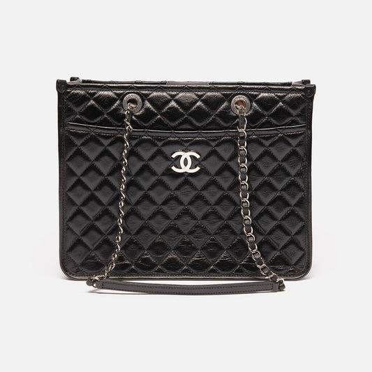 Chanel Shiny Calfskin Black Tote
