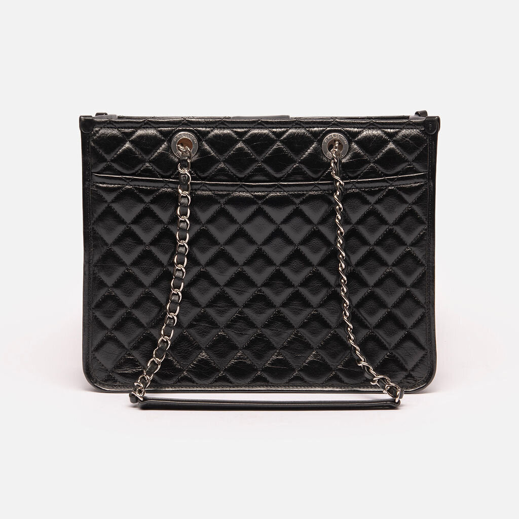 Chanel Shiny Calfskin Black Tote