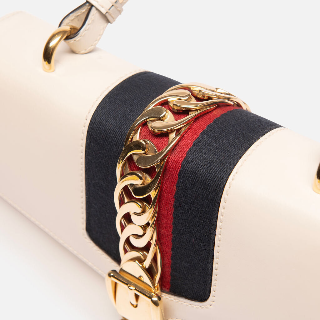 Gucci Large White Sylvie Top Handle with Strap
