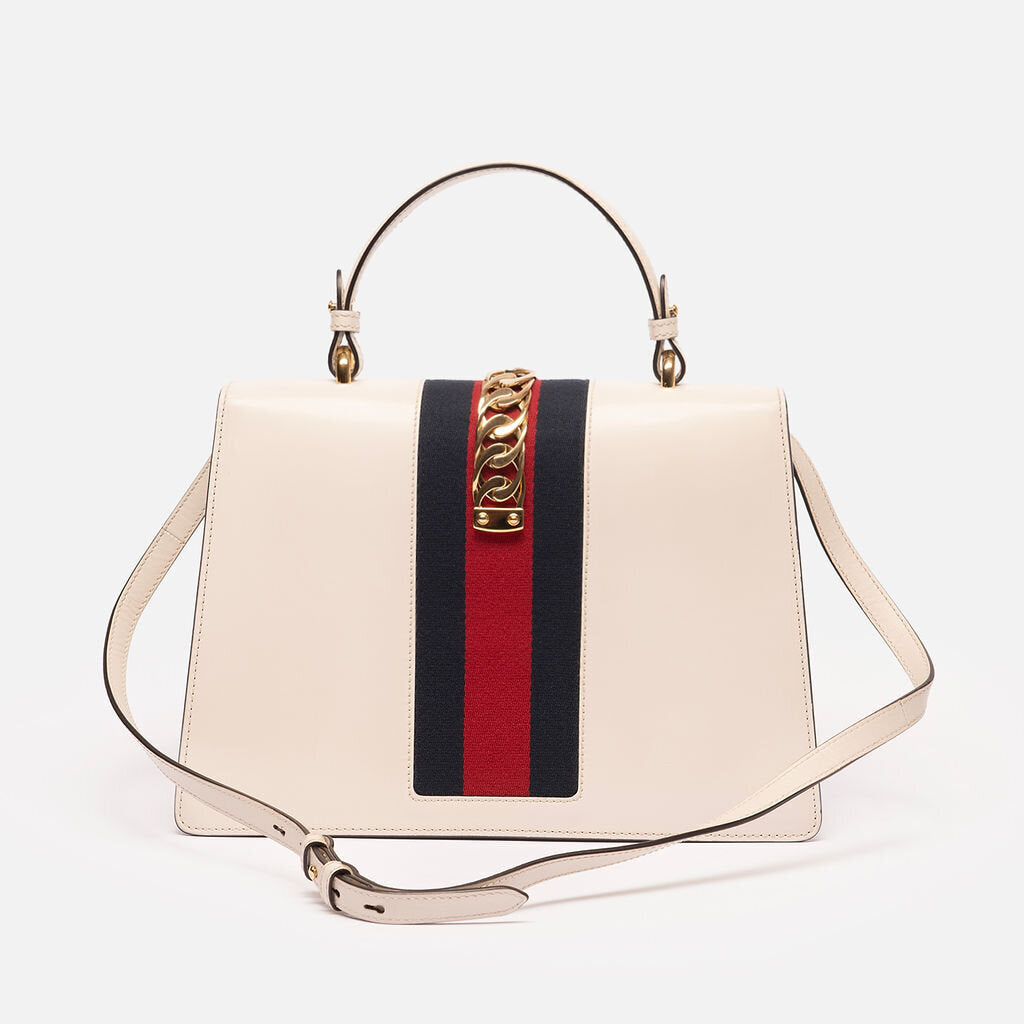 Gucci Large White Sylvie Top Handle with Strap