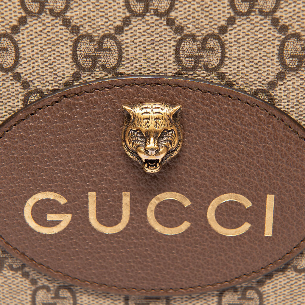 Gucci GG Supreme Tiger Head Clutch on Strap