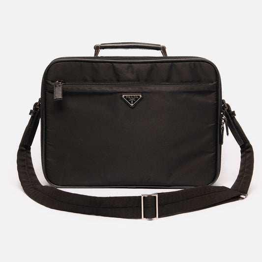 Prada Black Nylon Laptop Bag with Strap