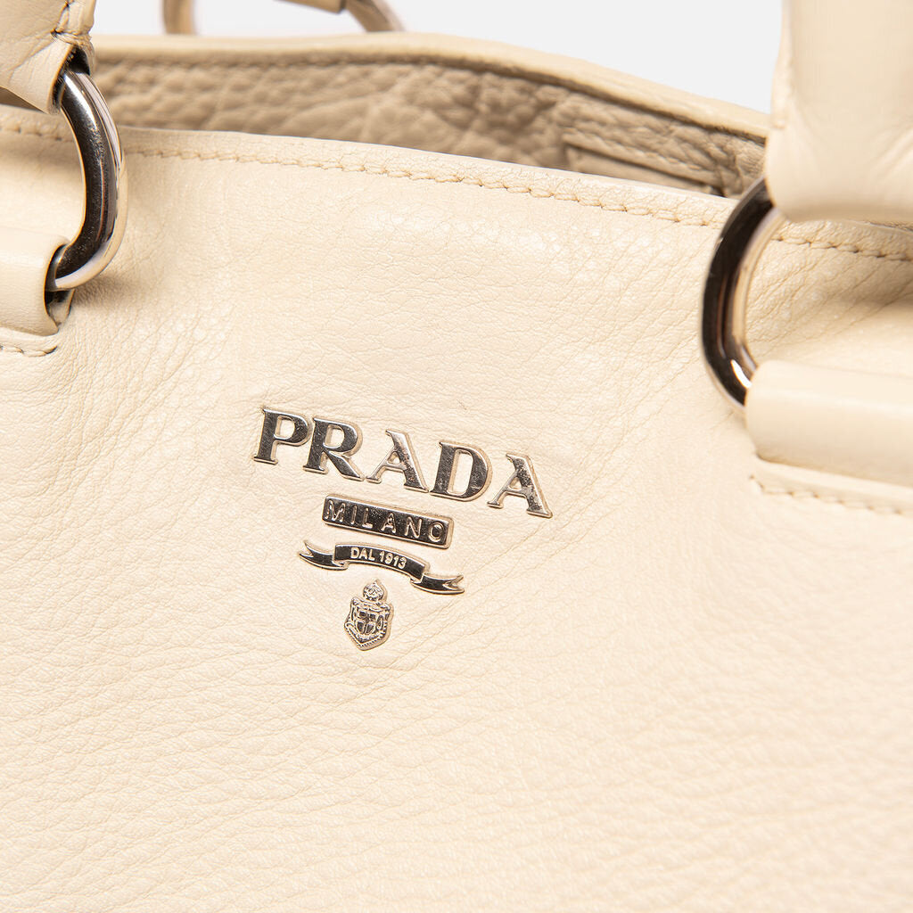 Prada White Leather Tote