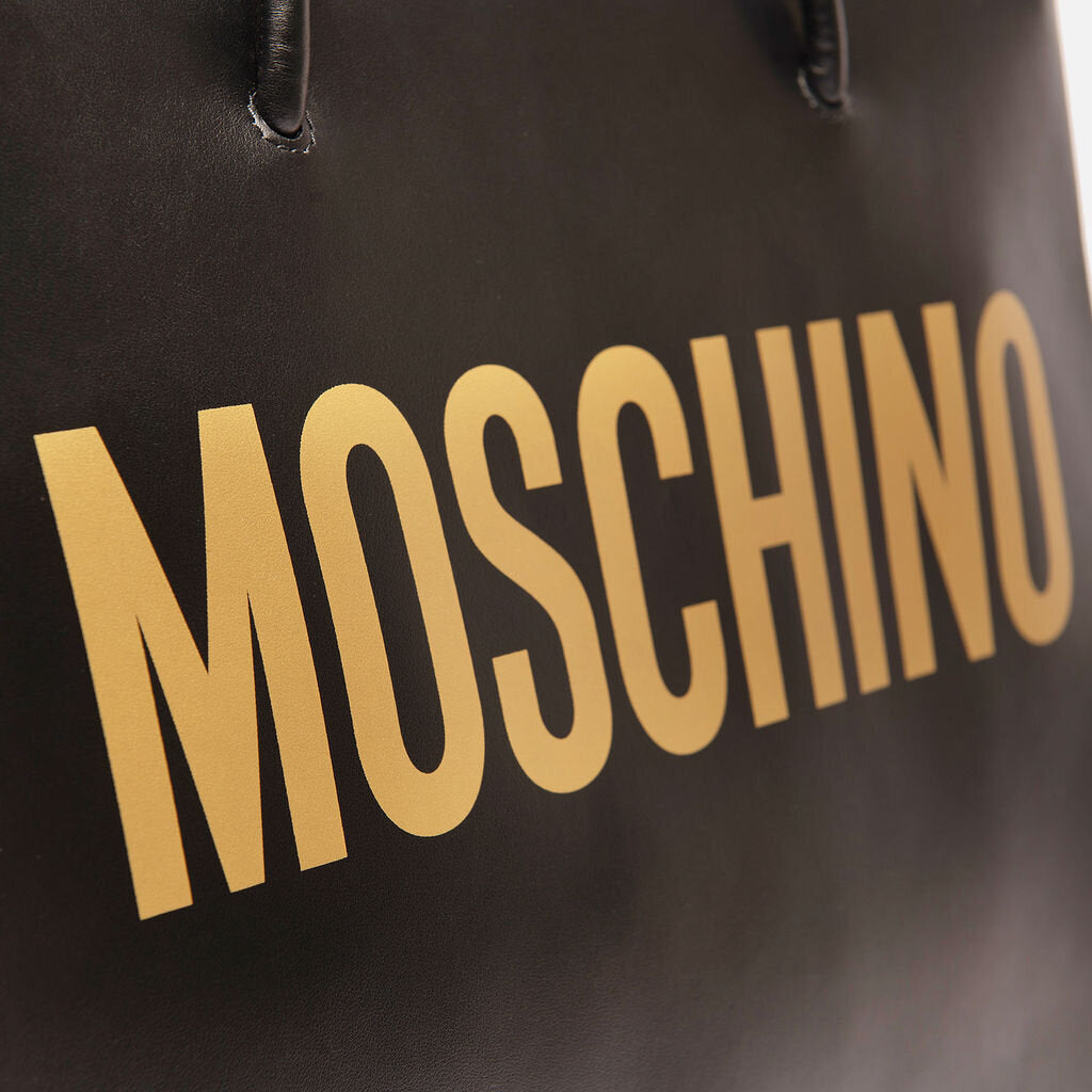 Moschino Black Logo Leather Tote