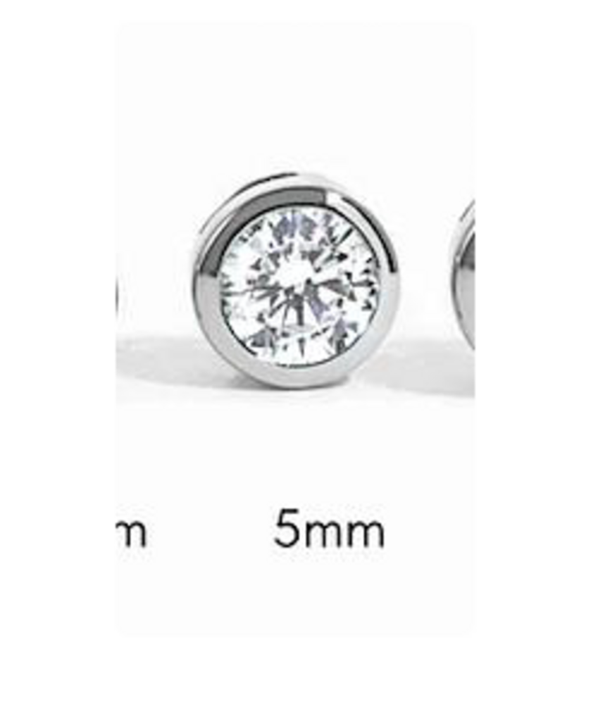 Bezel Stud Earrings 5mm WG