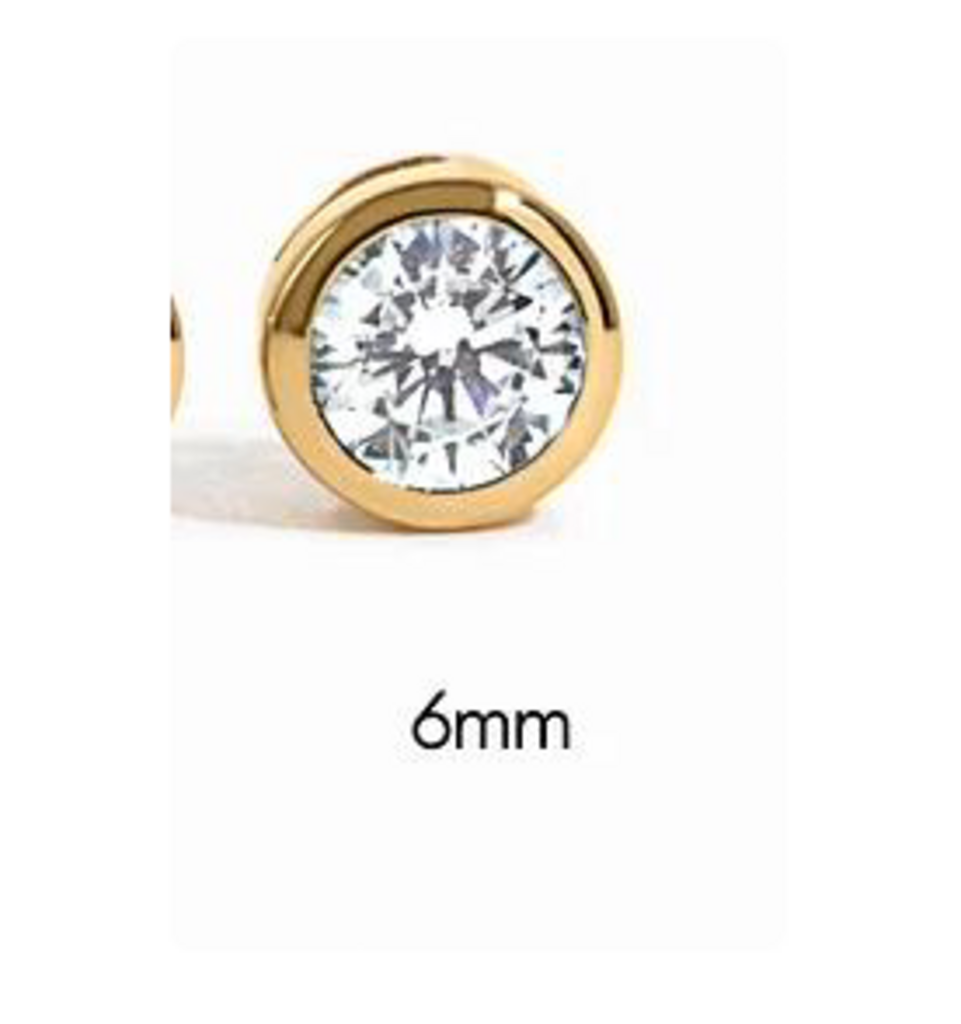 Bezel Stud Earrings 6mm YG