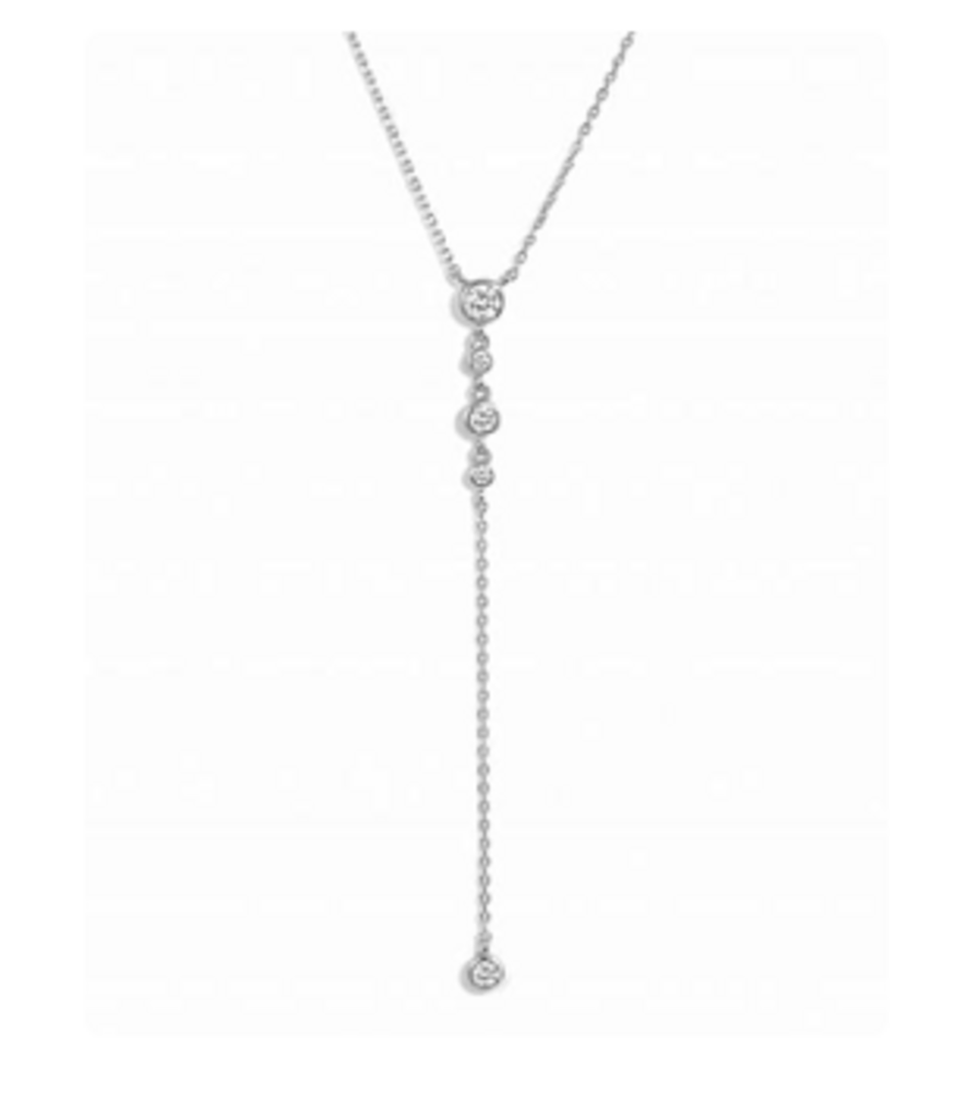 Bezel Lariat Necklace WG