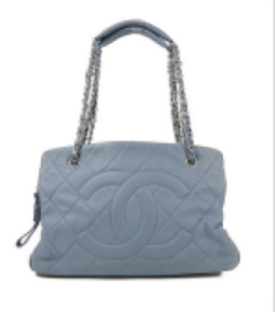 Blue Leather Large CC Shoulder Bag