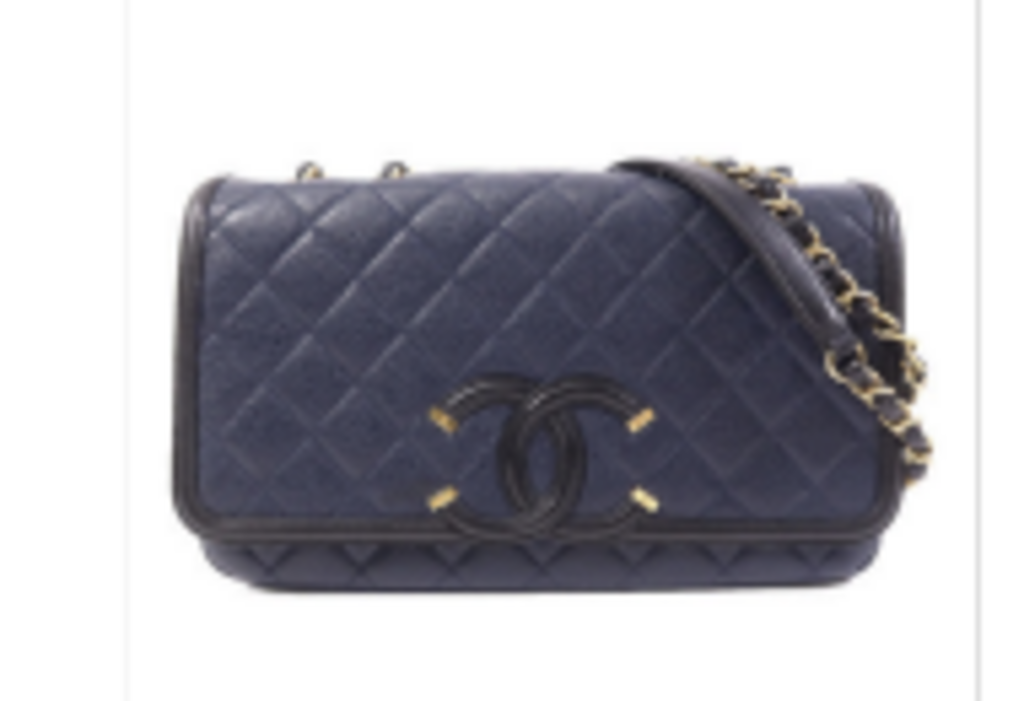 Navy Caviar Quilted Filigree Flap Bag