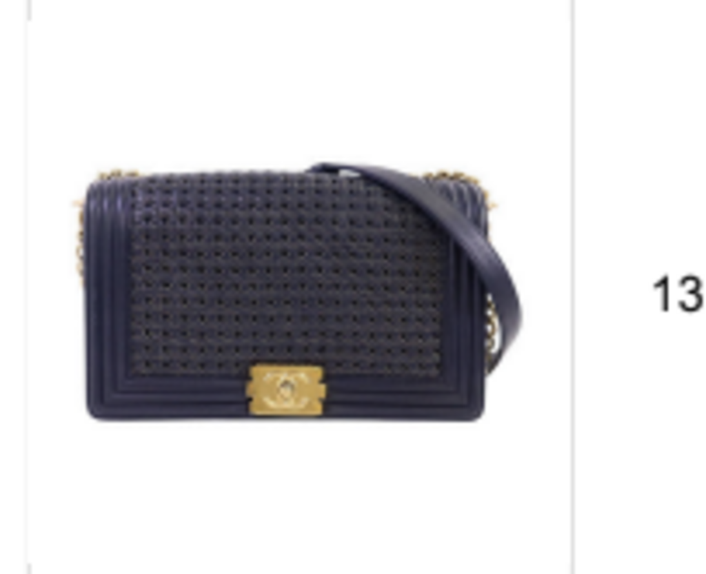 Navy Woven Leather Boy Bag