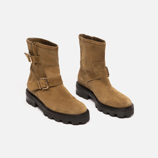 Jimmy Choo Green Suede Biker Boot