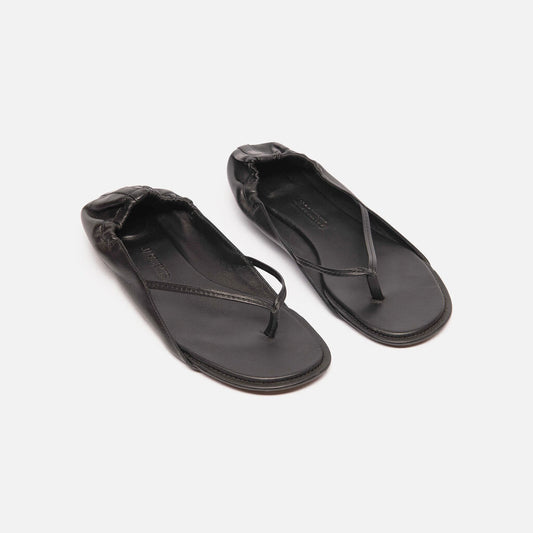 Jacquemus Black Leather Flip Flops