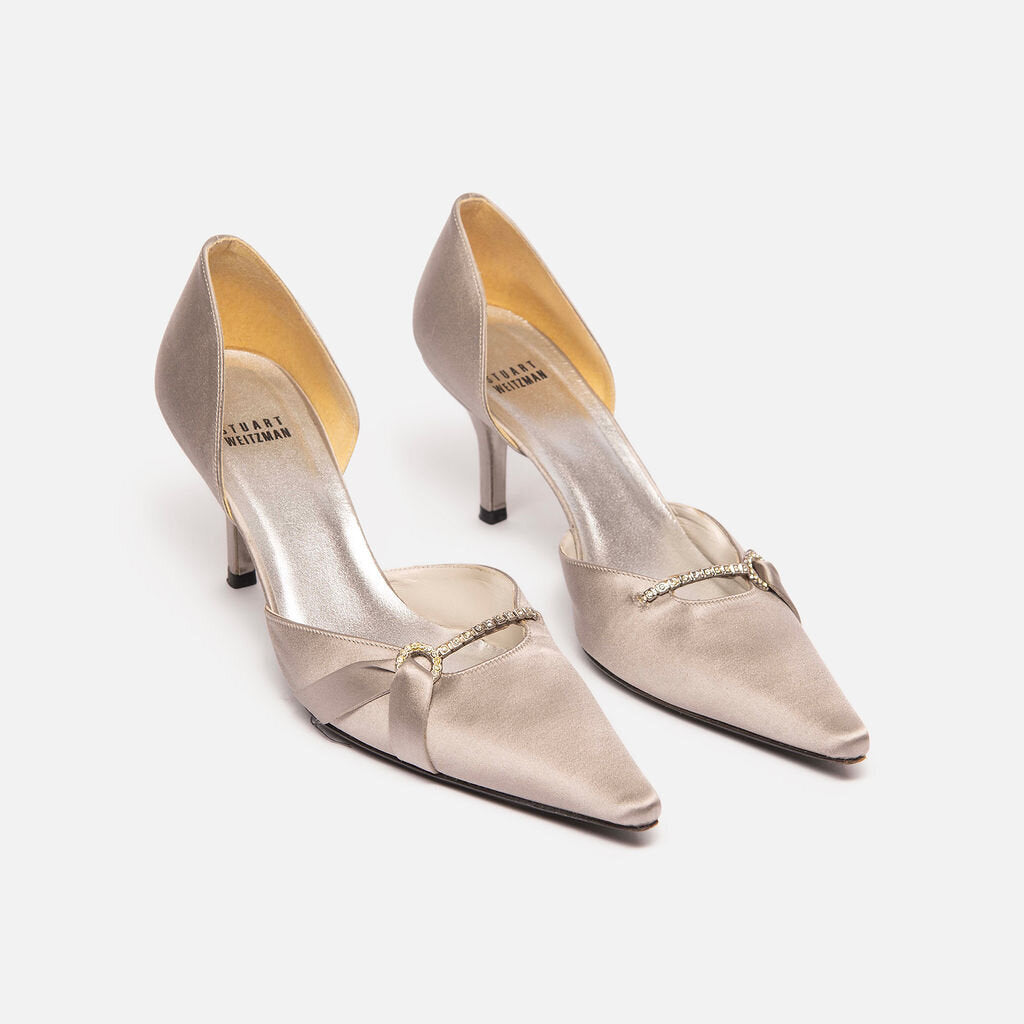 Stuart Weitzman Gray Embellished Pump