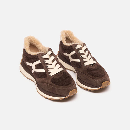 Veronica Beard Brown Shearling Sneakers