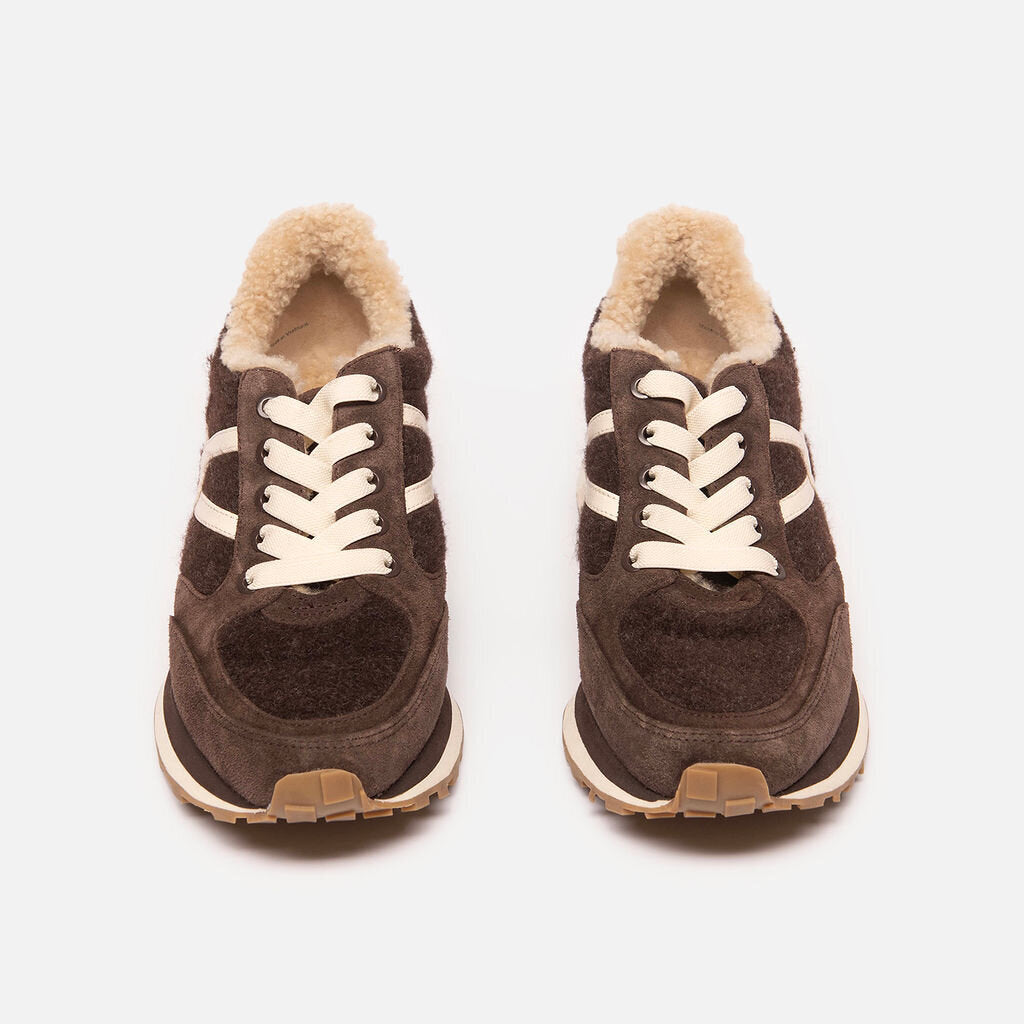 Veronica Beard Brown Shearling Sneakers