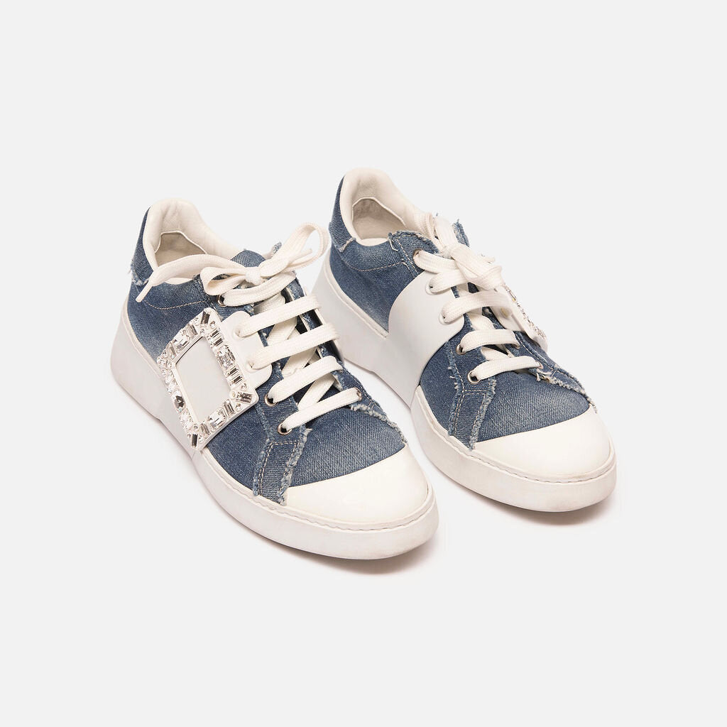 Roger Vivier Denim Sneakers With Jewel Applique