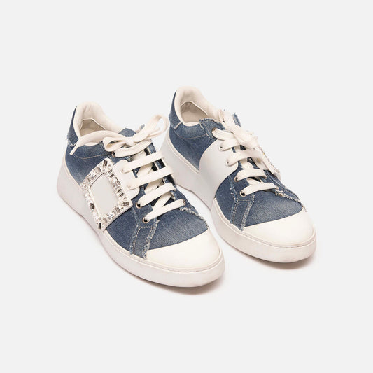 Roger Vivier Denim Sneakers With Jewel Applique