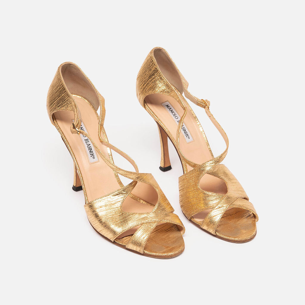 Manolo Blahnik Gold Leather Heels