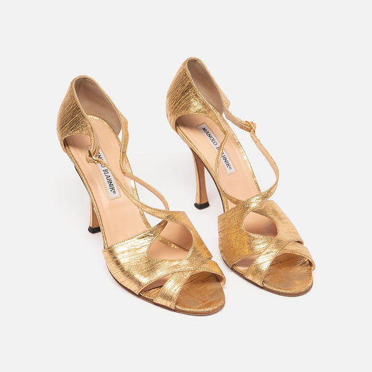 Manolo Blahnik Gold Leather Heels