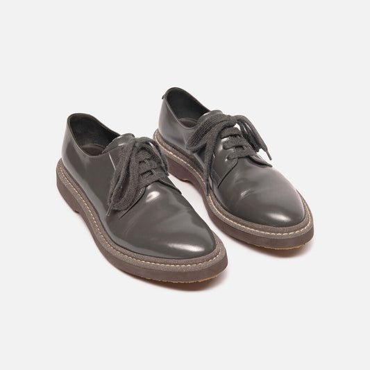 Brunello Cucinelli Grey Leather Oxfords