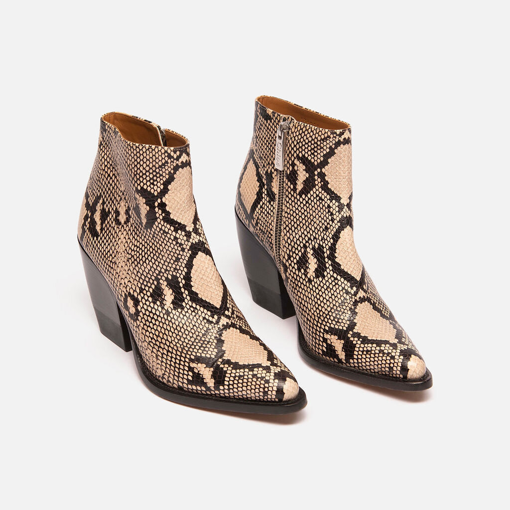 Chloe Snakeskin Heeled Booties
