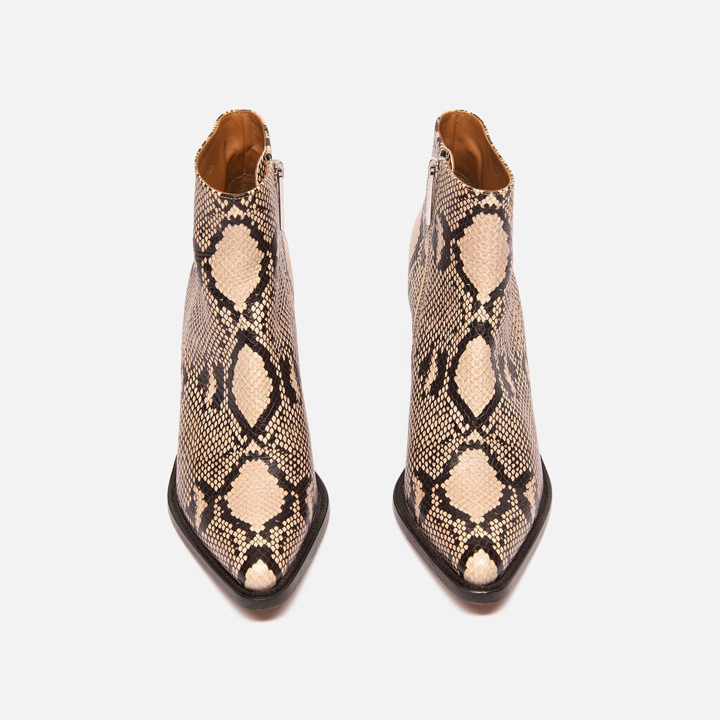 Chloe Snakeskin Heeled Booties