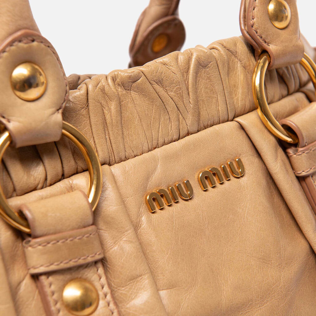 Miu Miu Beige Leather Vitello 2Way Bag