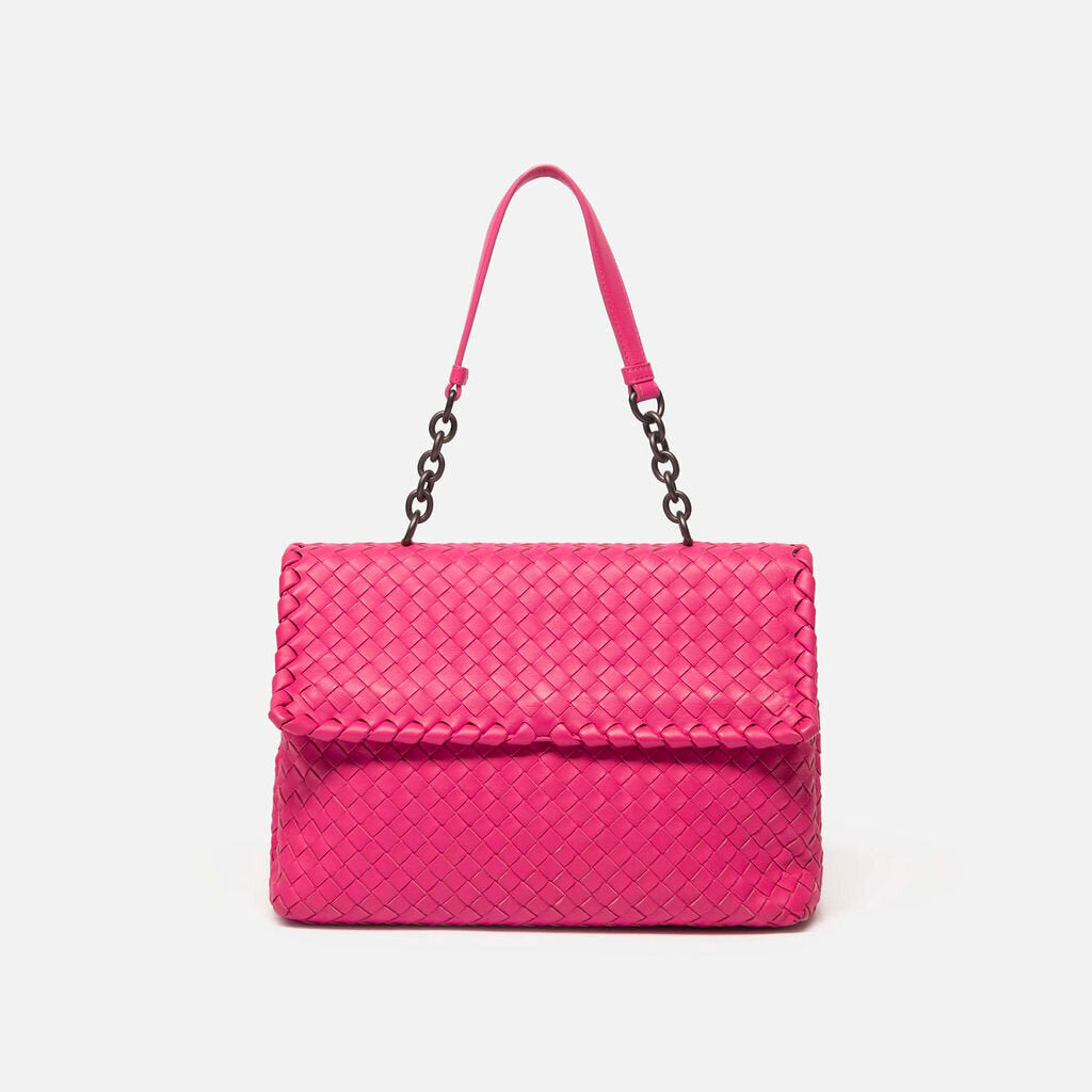 Bottega Veneta Hotpink Intrecciata Flap Shoulder Bag