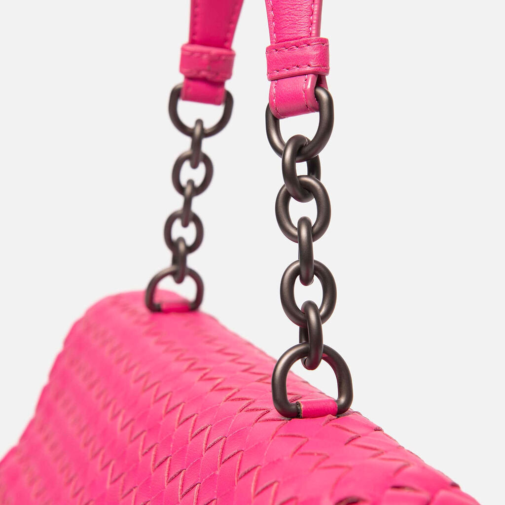 Bottega Veneta Hotpink Intrecciata Flap Shoulder Bag