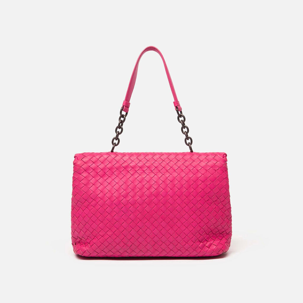 Bottega Veneta Hotpink Intrecciata Flap Shoulder Bag