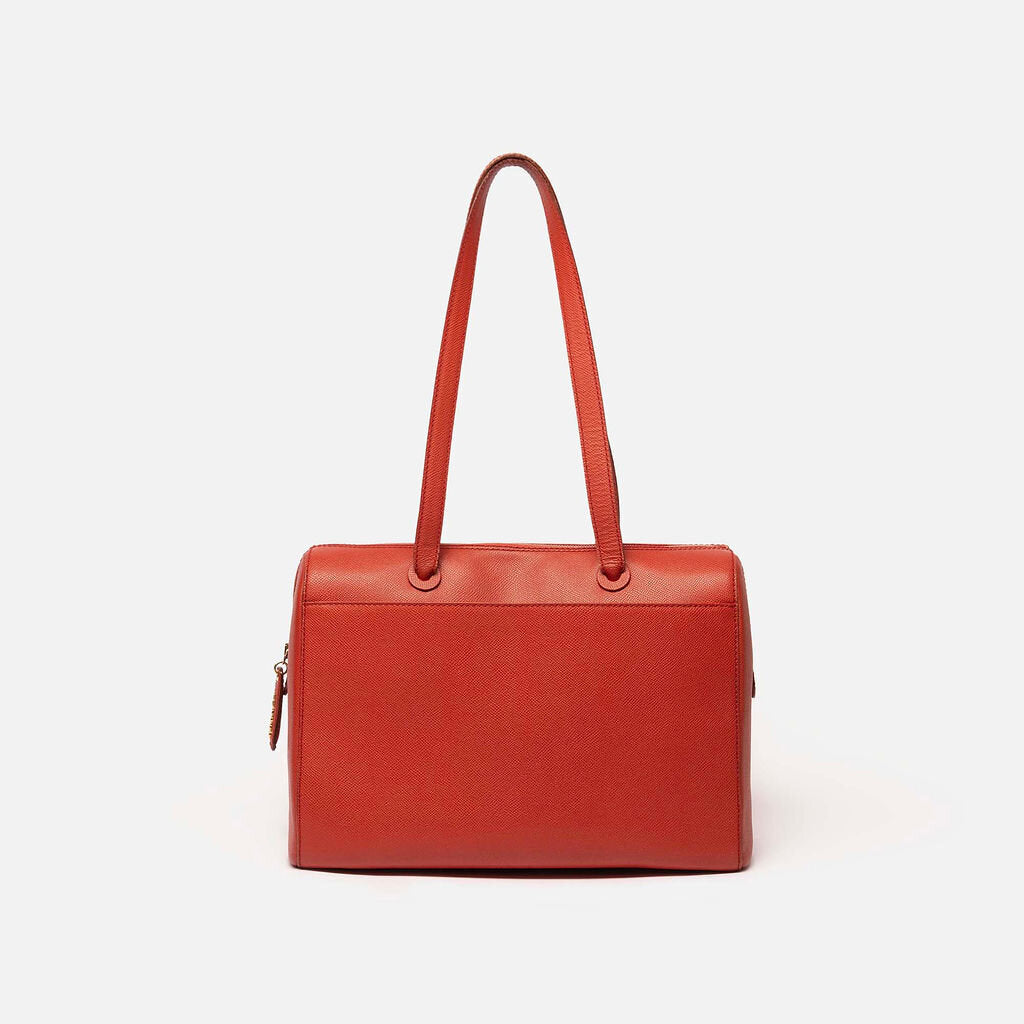 Chanel Orange Caviar Leather Zip Tote Bag