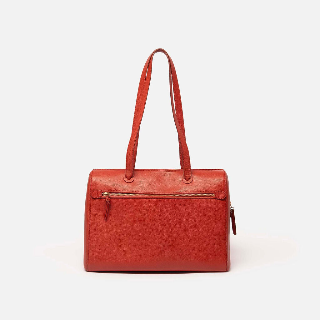 Chanel Orange Caviar Leather Zip Tote Bag