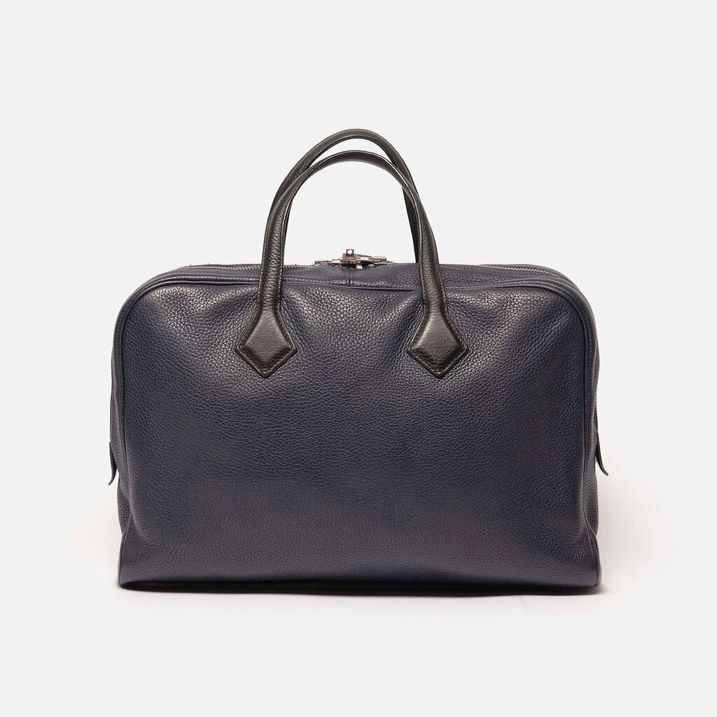 Hermes Navy & Black Leather Boston Bag