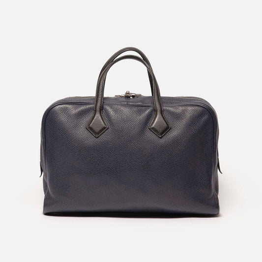 Hermes Navy & Black Leather Boston Bag