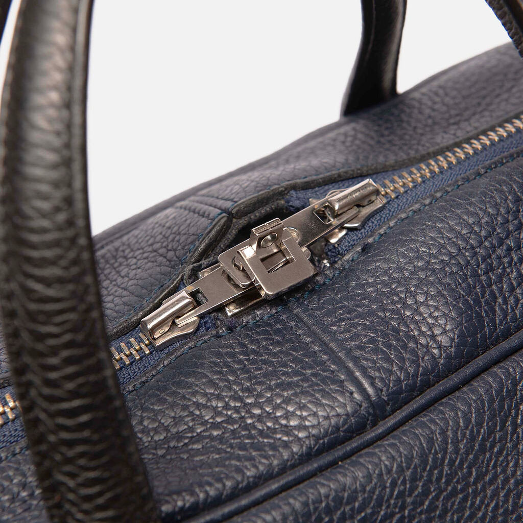 Hermes Navy & Black Leather Boston Bag