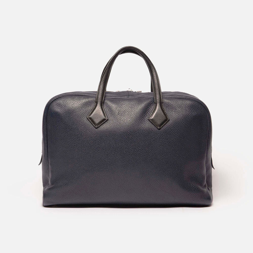 Hermes Navy & Black Leather Boston Bag