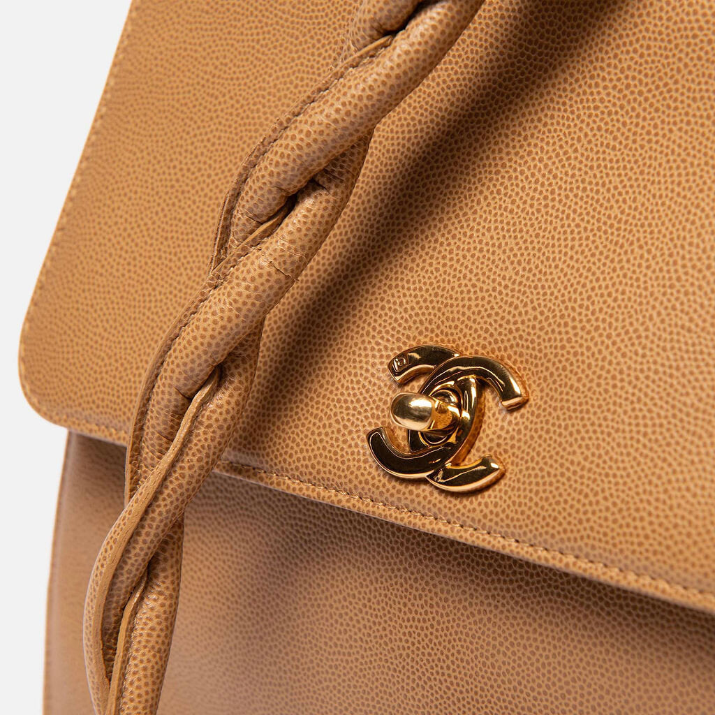 Chanel Tan Caviar Twisted Strap Bag